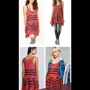 Free People Voile & Lace Trapeze Slip in Rust